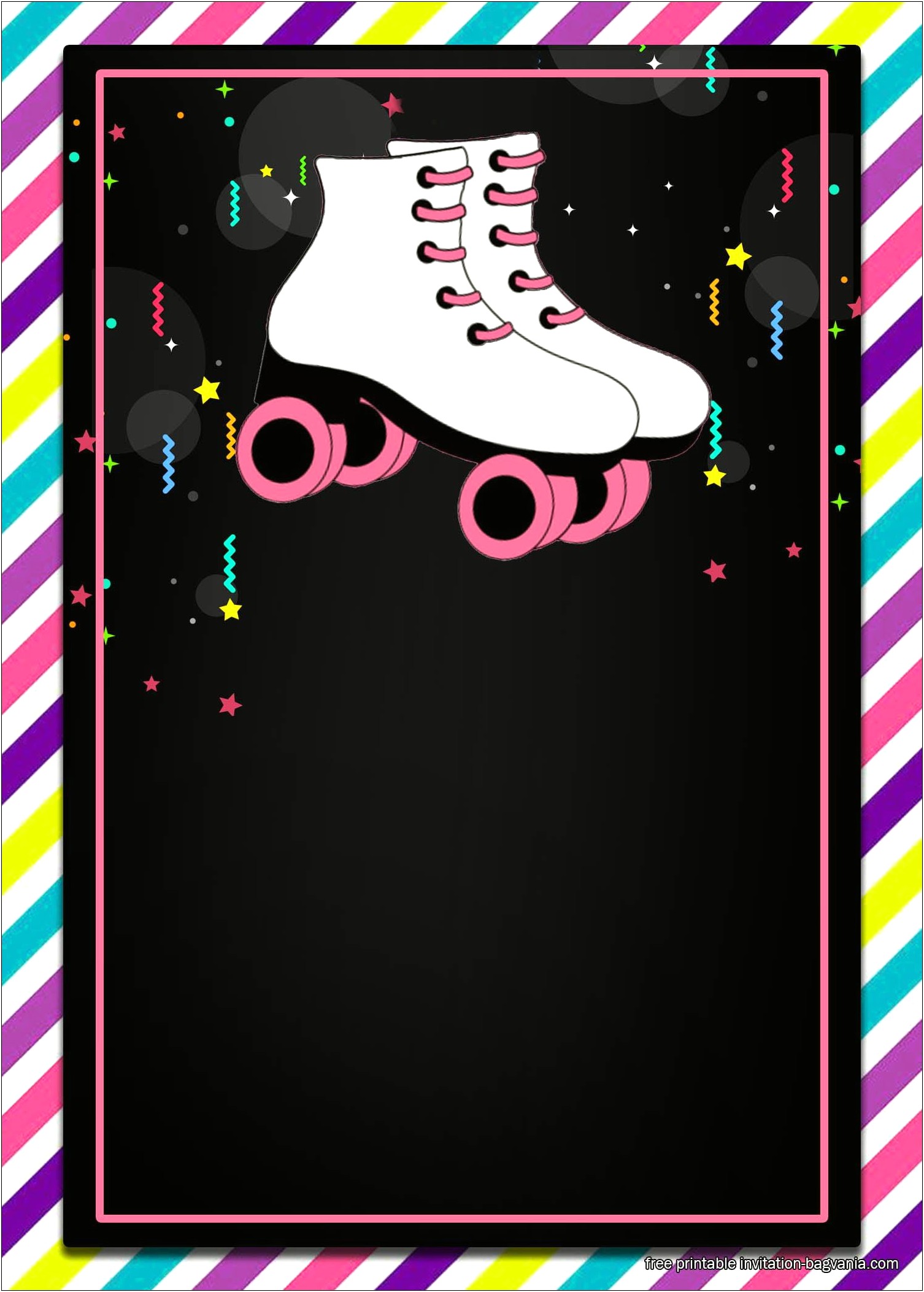 Roller Skating Birthday Party Invitation Template Free