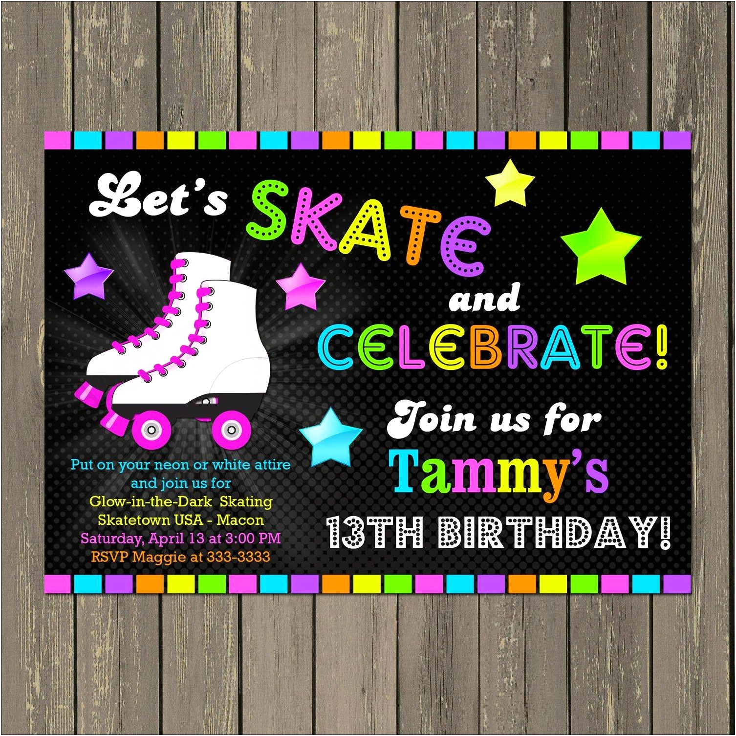 Free Roller Skating Birthday Party Invitation Template - Templates ...