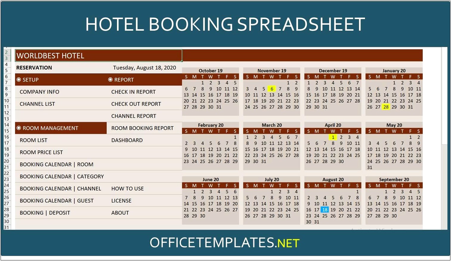 Room Booking Template Excel Free Download