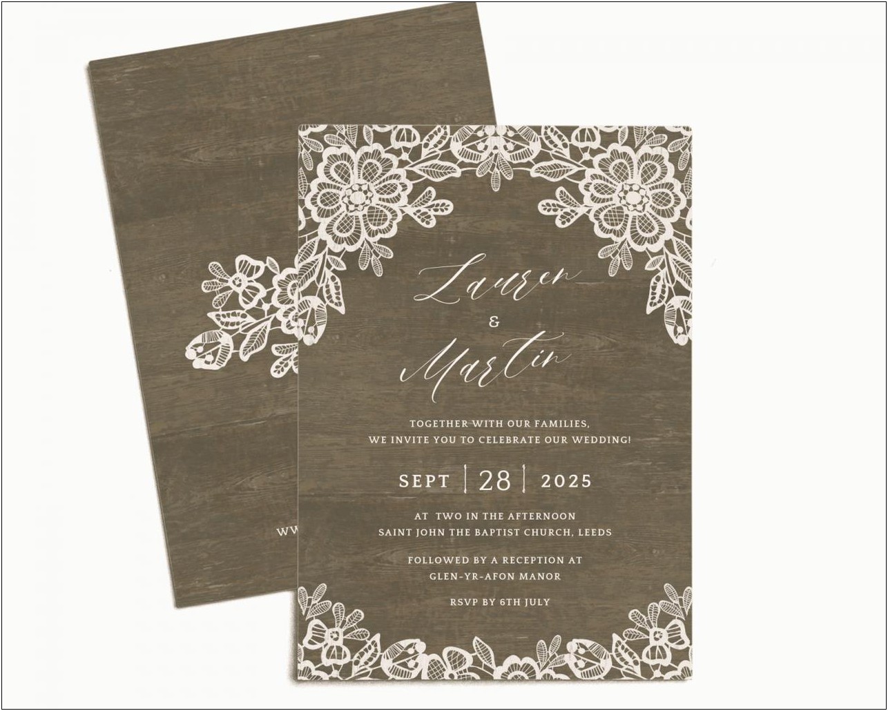 Rustic Country Wood Twinkle Lights Lace Wedding Invitation