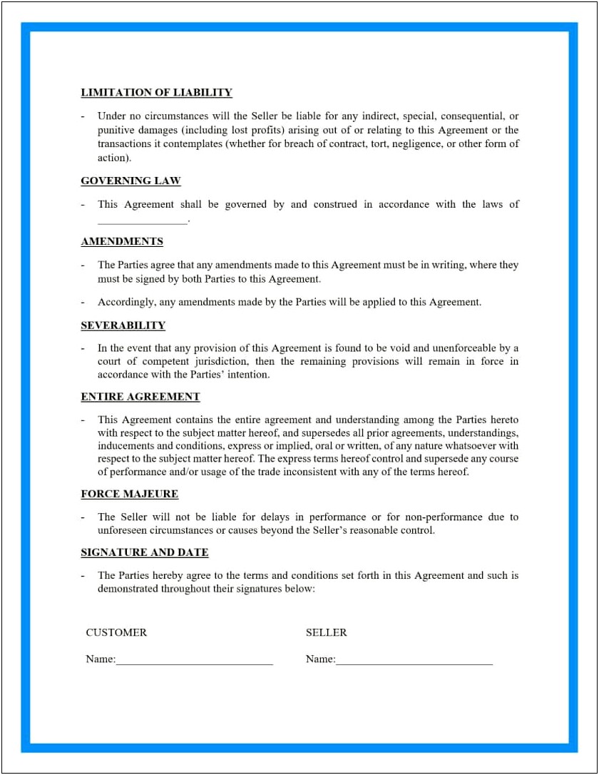 Sale Of Goods Agreement Florida Template Free