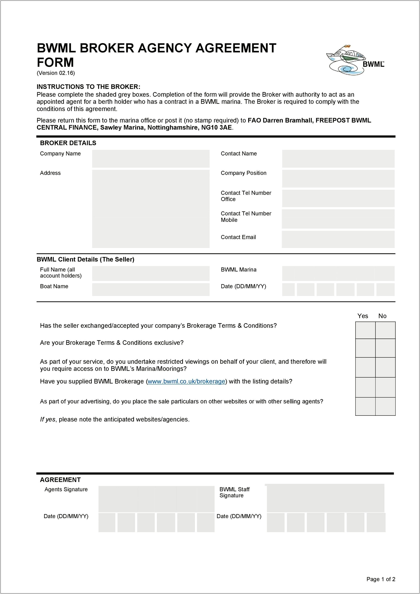 Sales Agent Agreement Template Free Uk