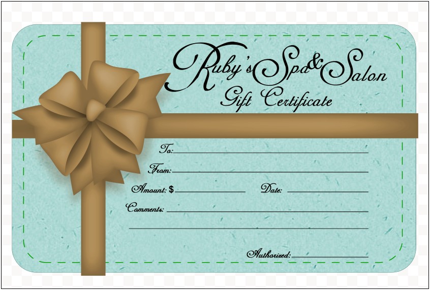 Salon Gift Certificate Template Free Download