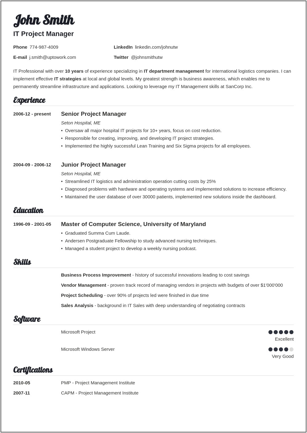 Sample Cv Templates Free Download Word Document