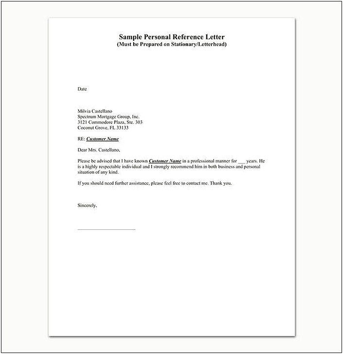 Sample Letter Of Recommendation Template Free
