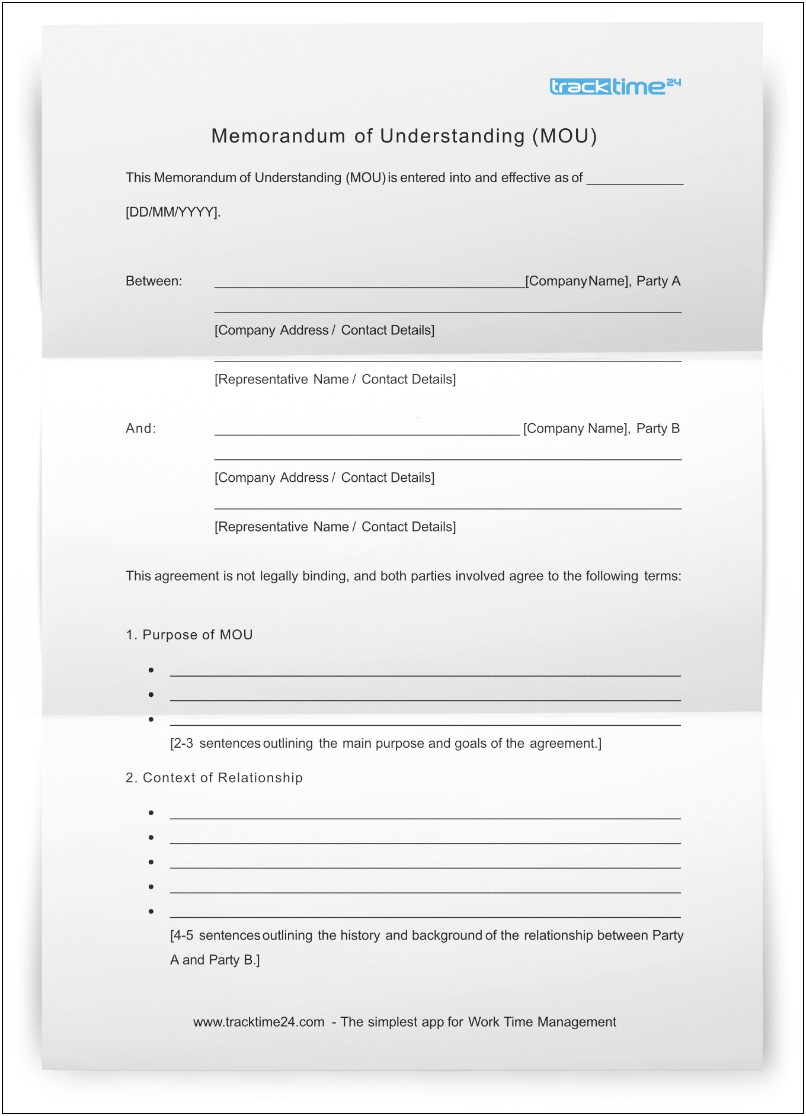 Sample Memorandum Of Understanding Template Free Download