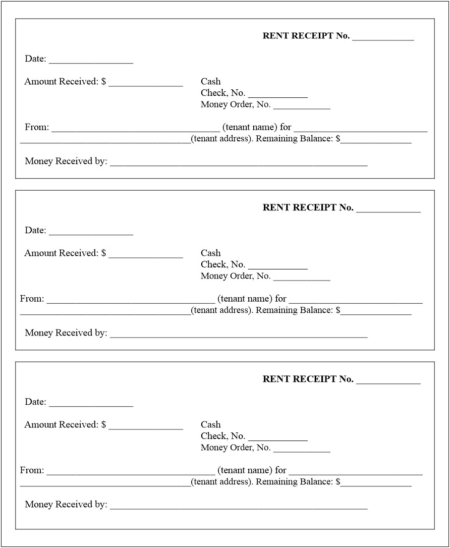 Sample Of Rent Receipt Letters Free Template