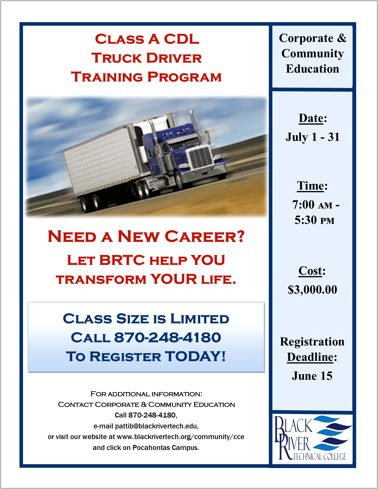 Sample Truck Driving Cdl School Flyer Template Free