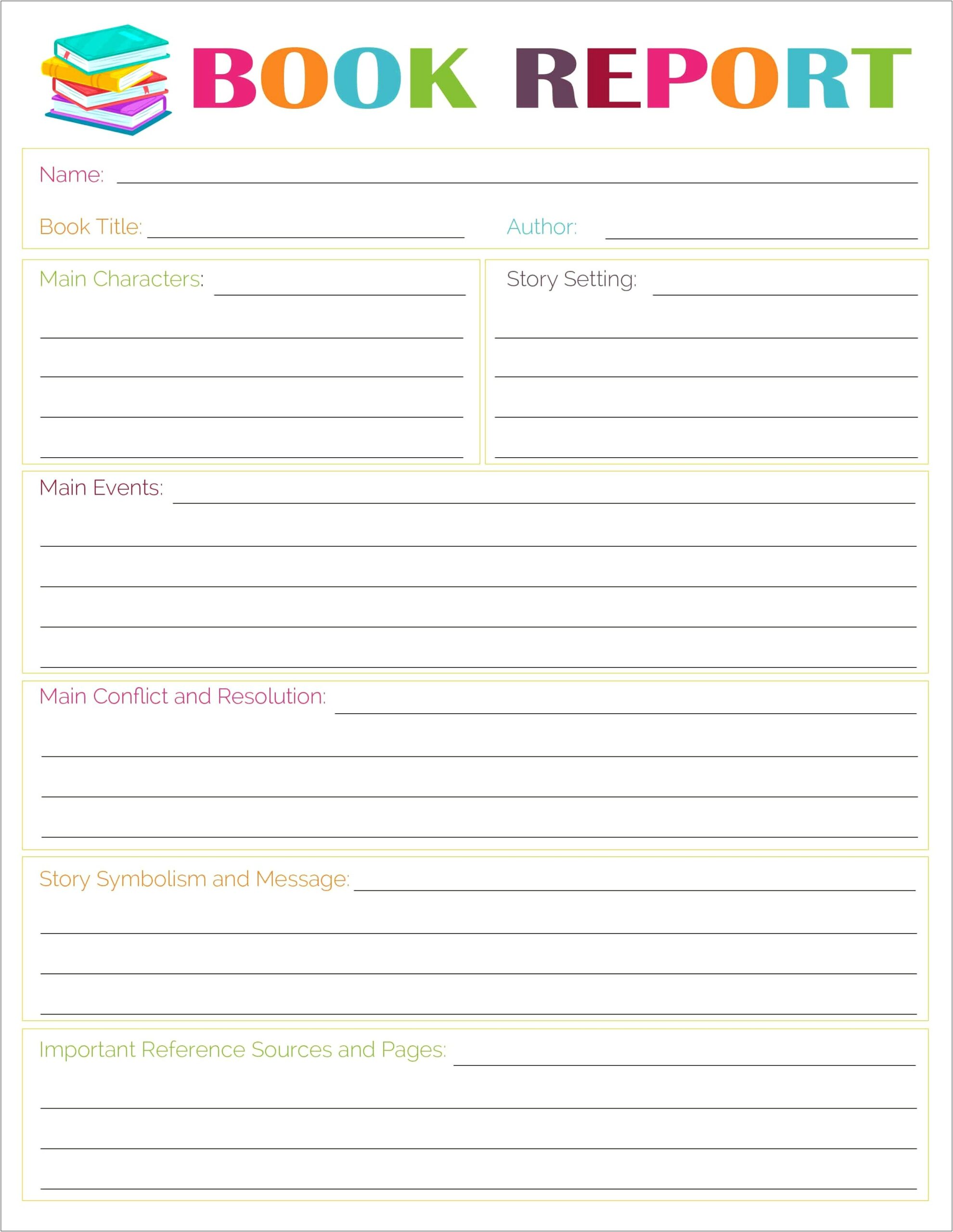 Sandwich Book Report Printable Template Free