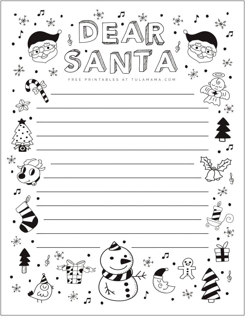 Santa Letter Templates Free Black And White