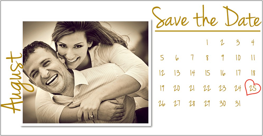 Save The Date Calendar Card Free Template