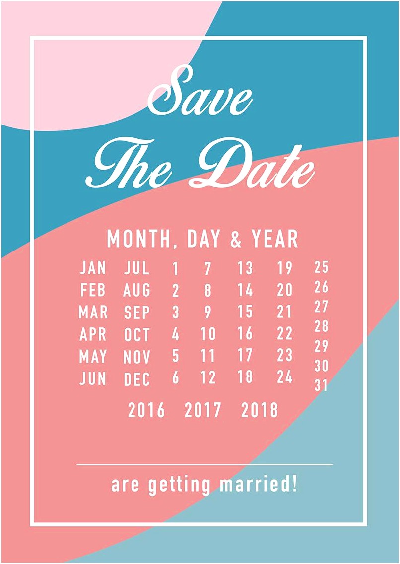 Save The Date Calendar Template 2017 Free