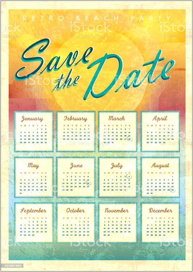 Save The Date Calendar Template Free Download