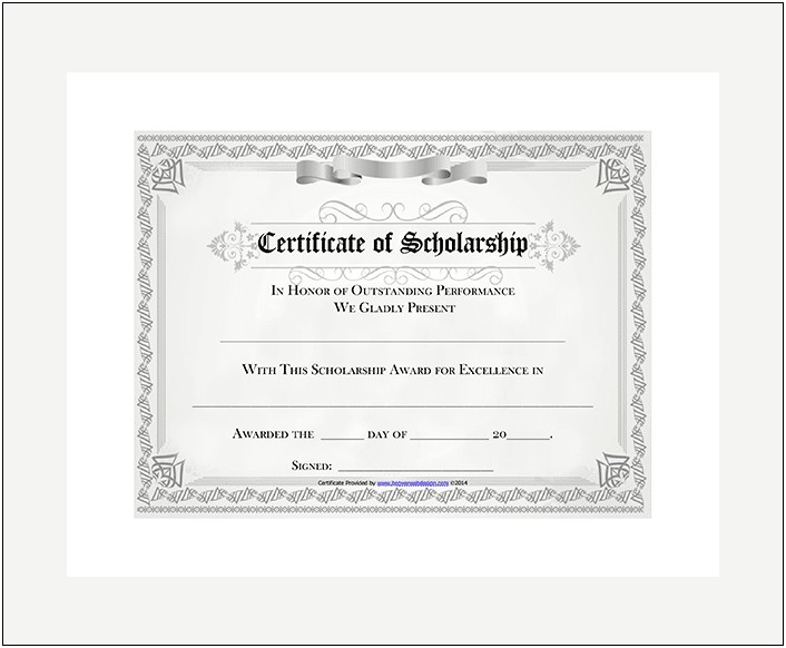 Scholarship Certificate Template Free Blank At Top