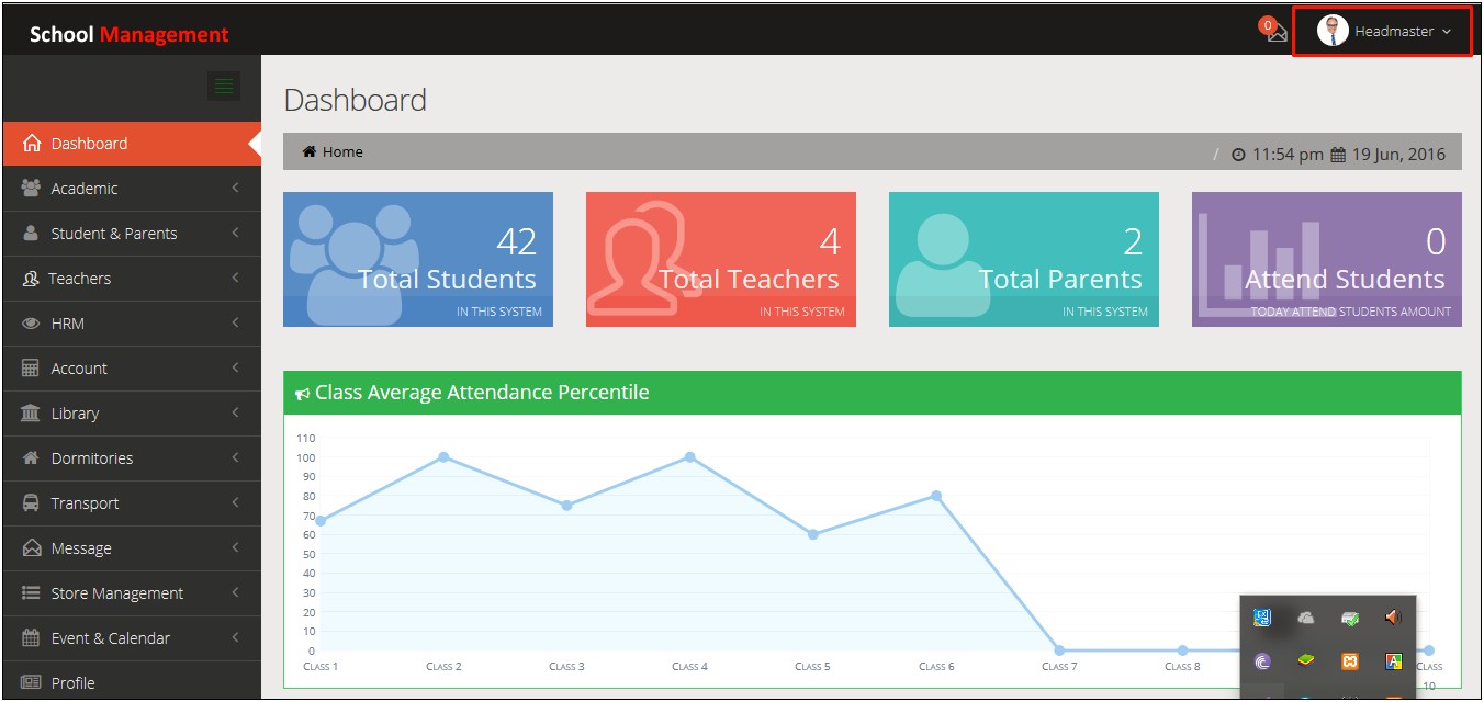 School Management System Dashboard Template Free Download