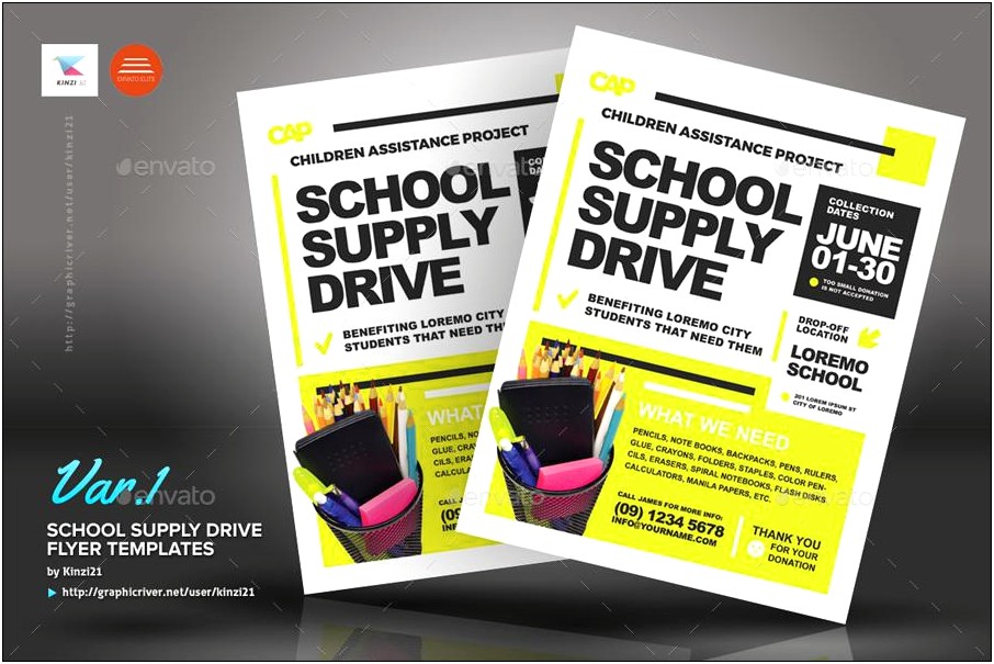 School Supply Drive Flyer Template Free