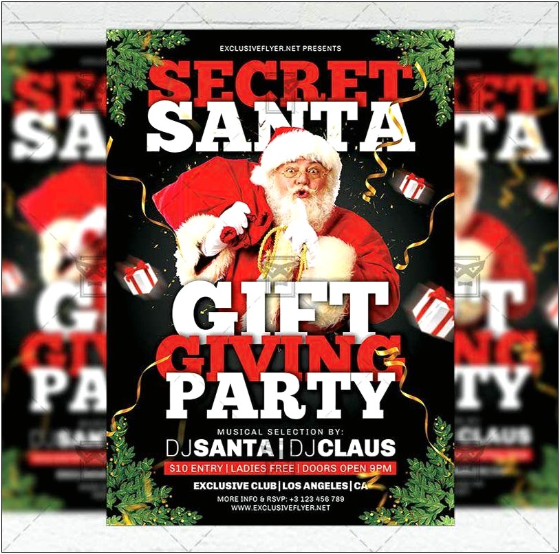 Secret Santa Party Flyer Template Free Download