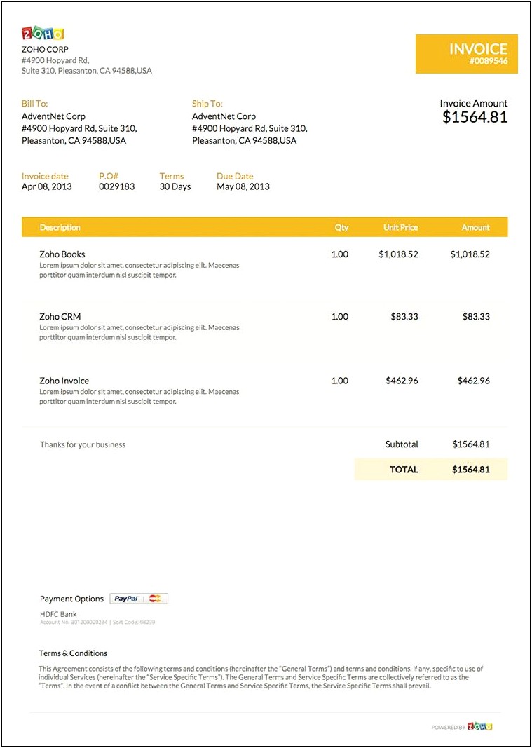 Self Employed Invoice Template Word Free Download