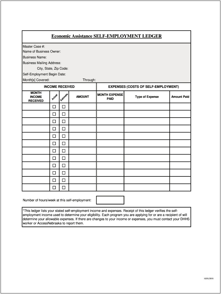 Self Employment Ledger Template Excel Free