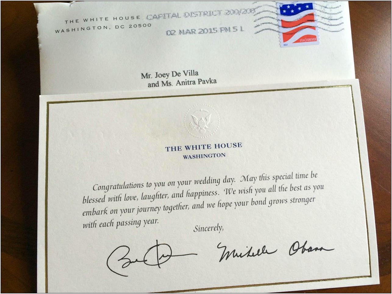 Send Wedding Invitation To White House