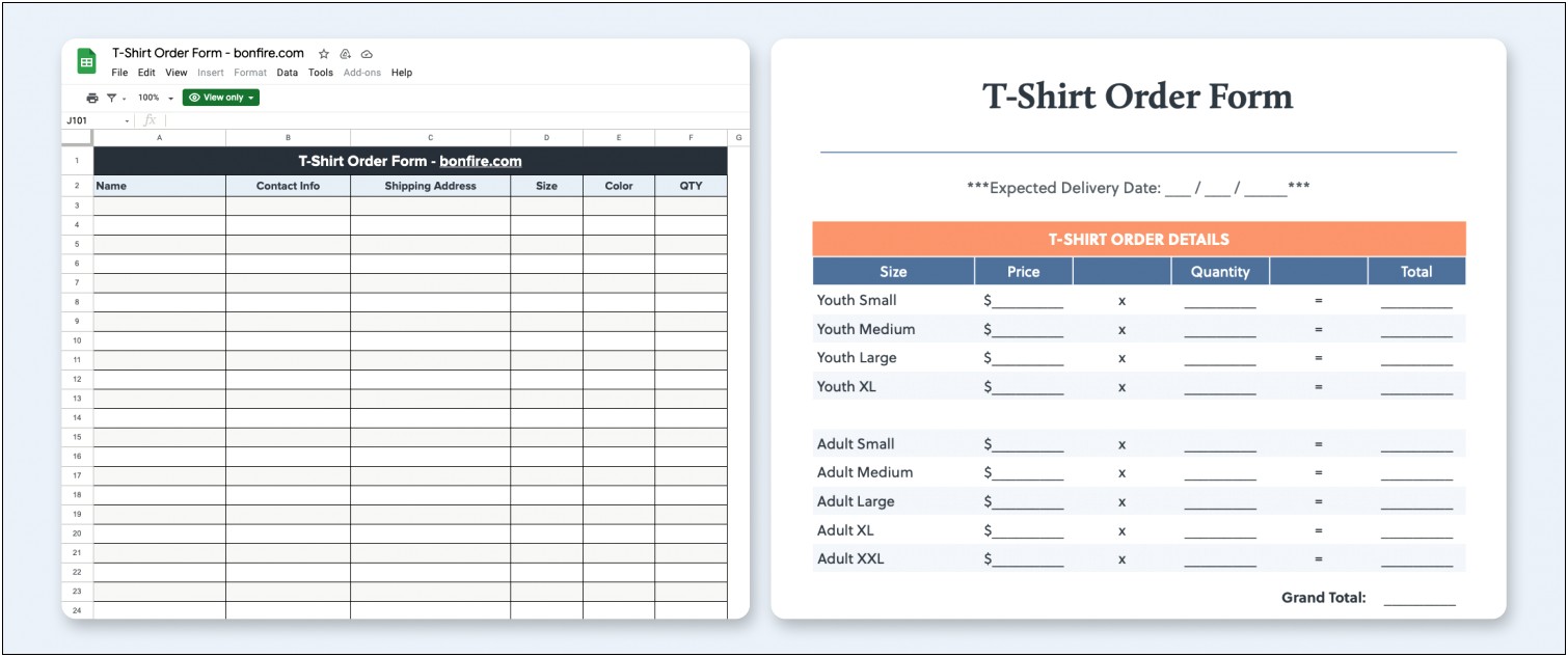 Shirt Order Form Template Word Free