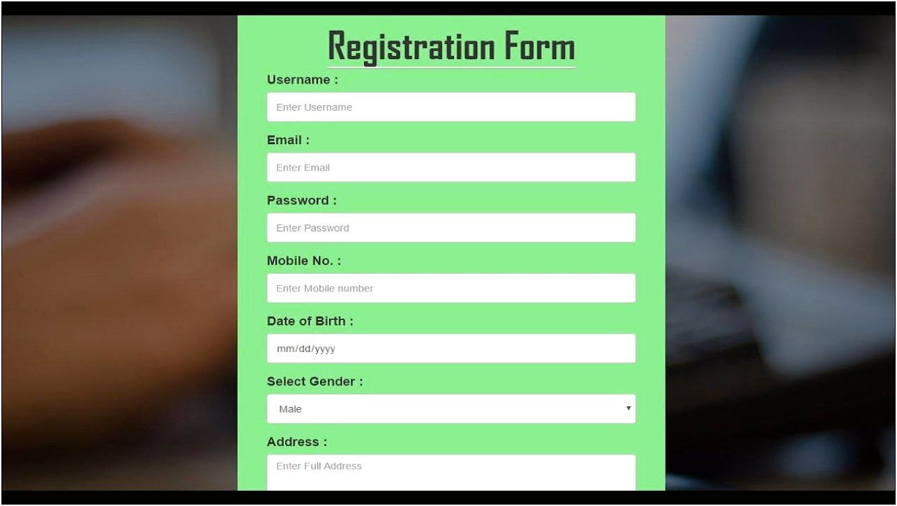 Simple Bootstrap Registration Form Template Free Download