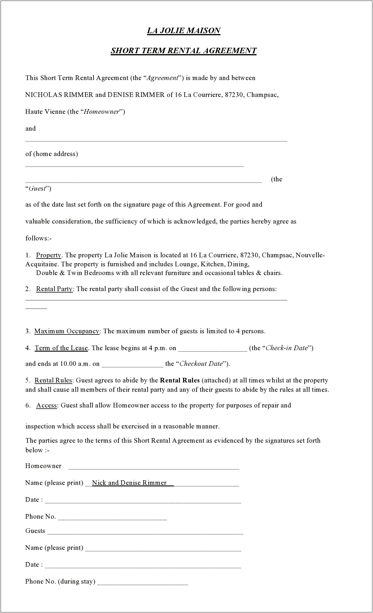 Simple Easy Rental Agreement Free Templates Thats Printable