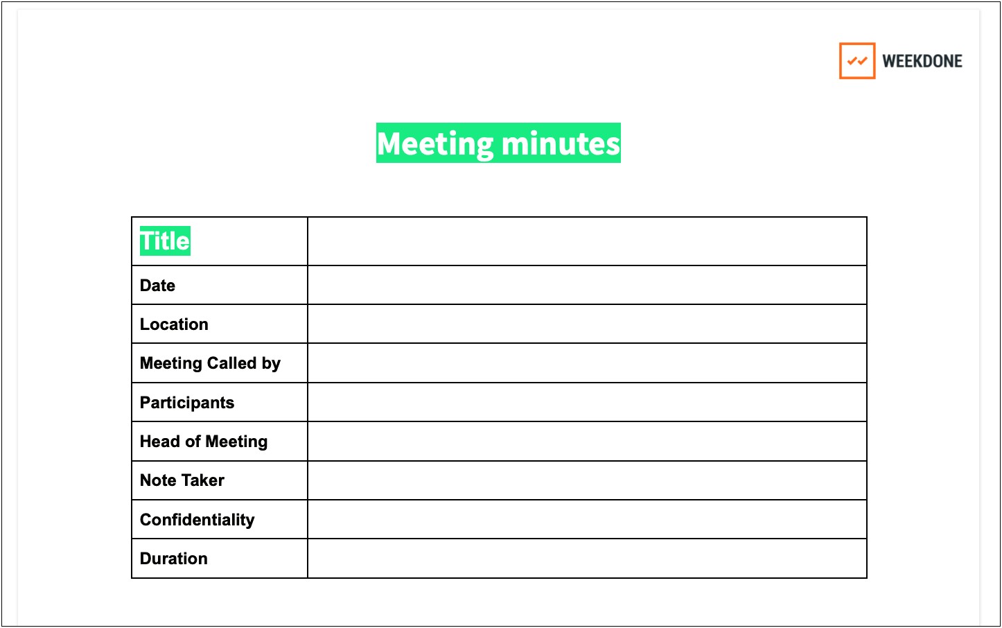 Simple Free Meeting Minutes Templates Google Docs