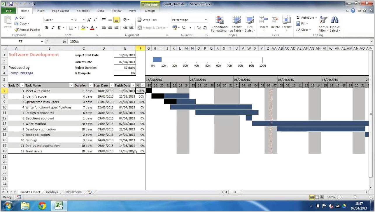Simple Gantt Chart Excel Template Free Download