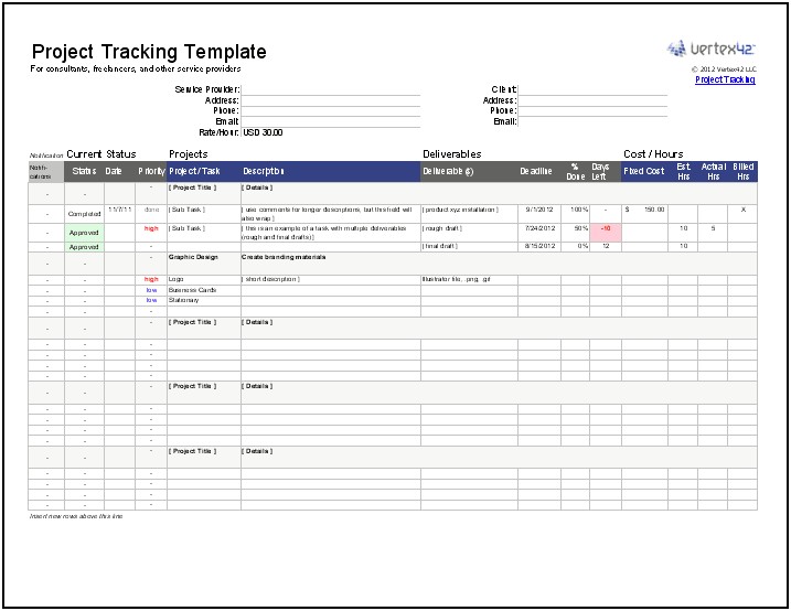 Simple Project Tracking Template Excel Free Download