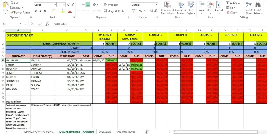 Skills And Training Matrix Excel Template Free