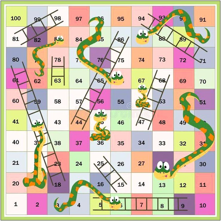 Snake And Ladders Board Game Template Free