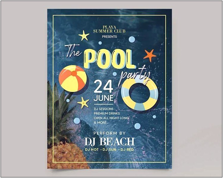 Soaking Wet Pool Party Flyer Template Free
