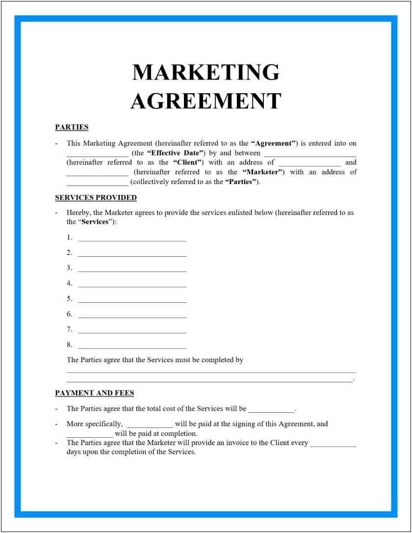 Social Media Marketing Contract Template Free