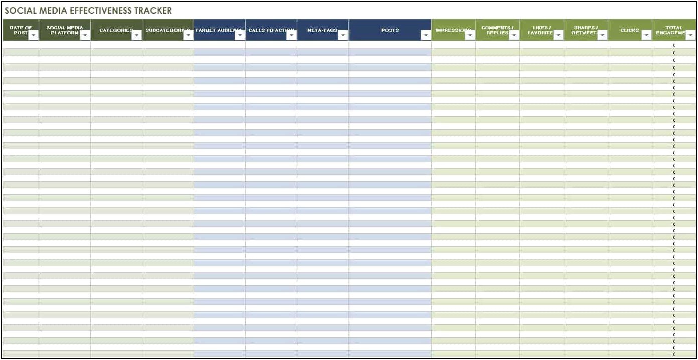 Social Media Report Template Free Download Excel