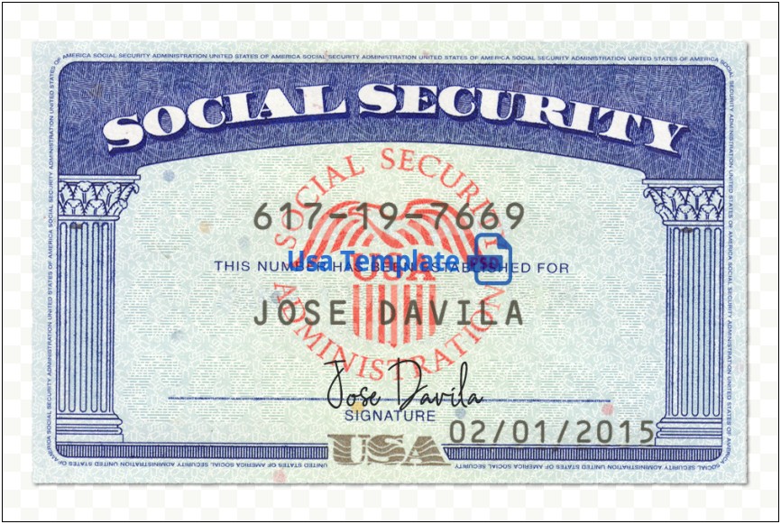 Social Security Card Template Psd Free Download