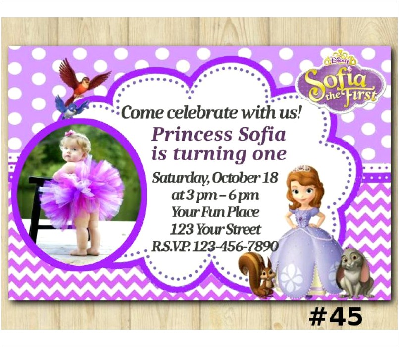 Sofia The First Invitations Template Free