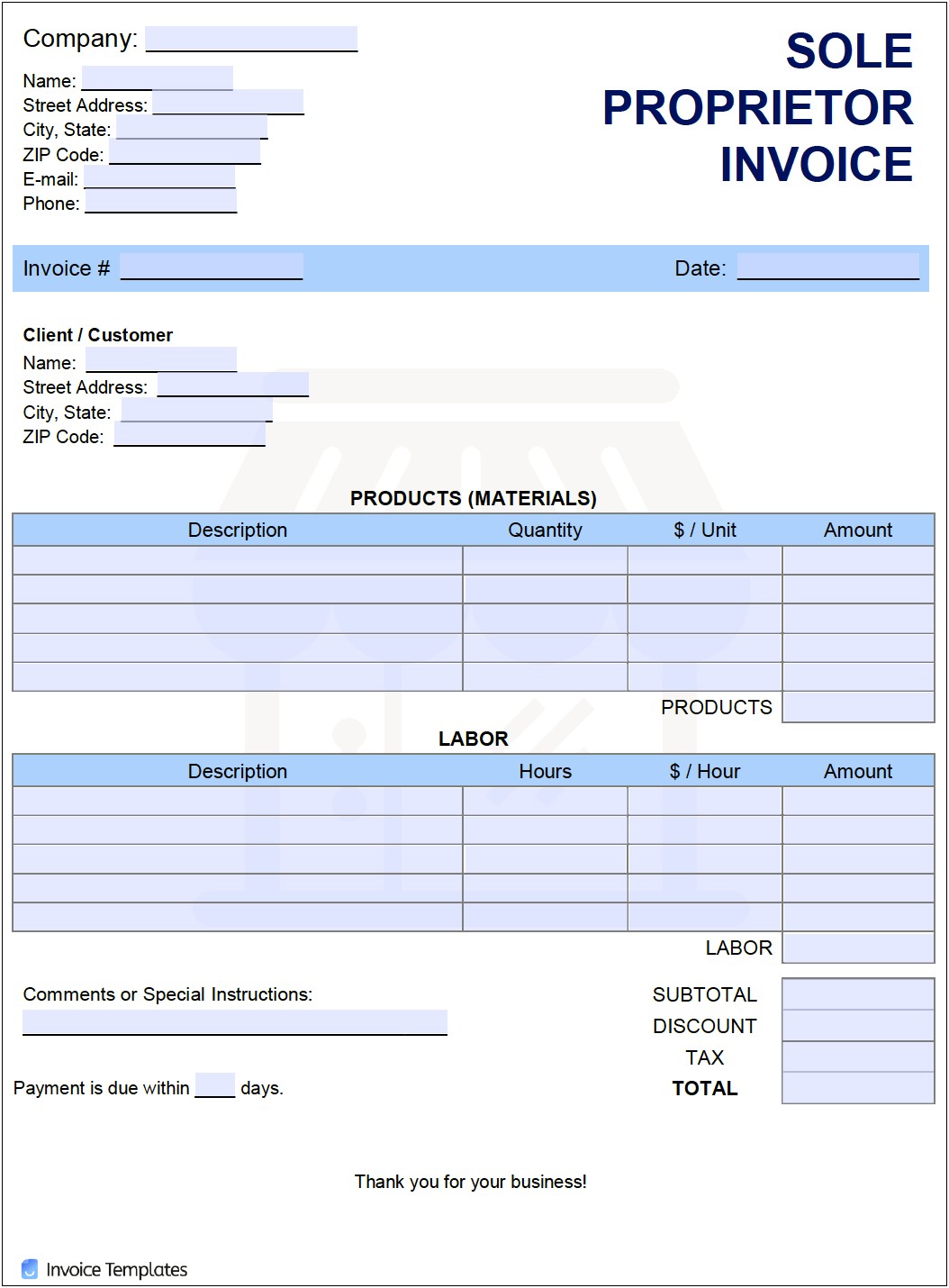 Sole Trader Invoice Template Uk Free