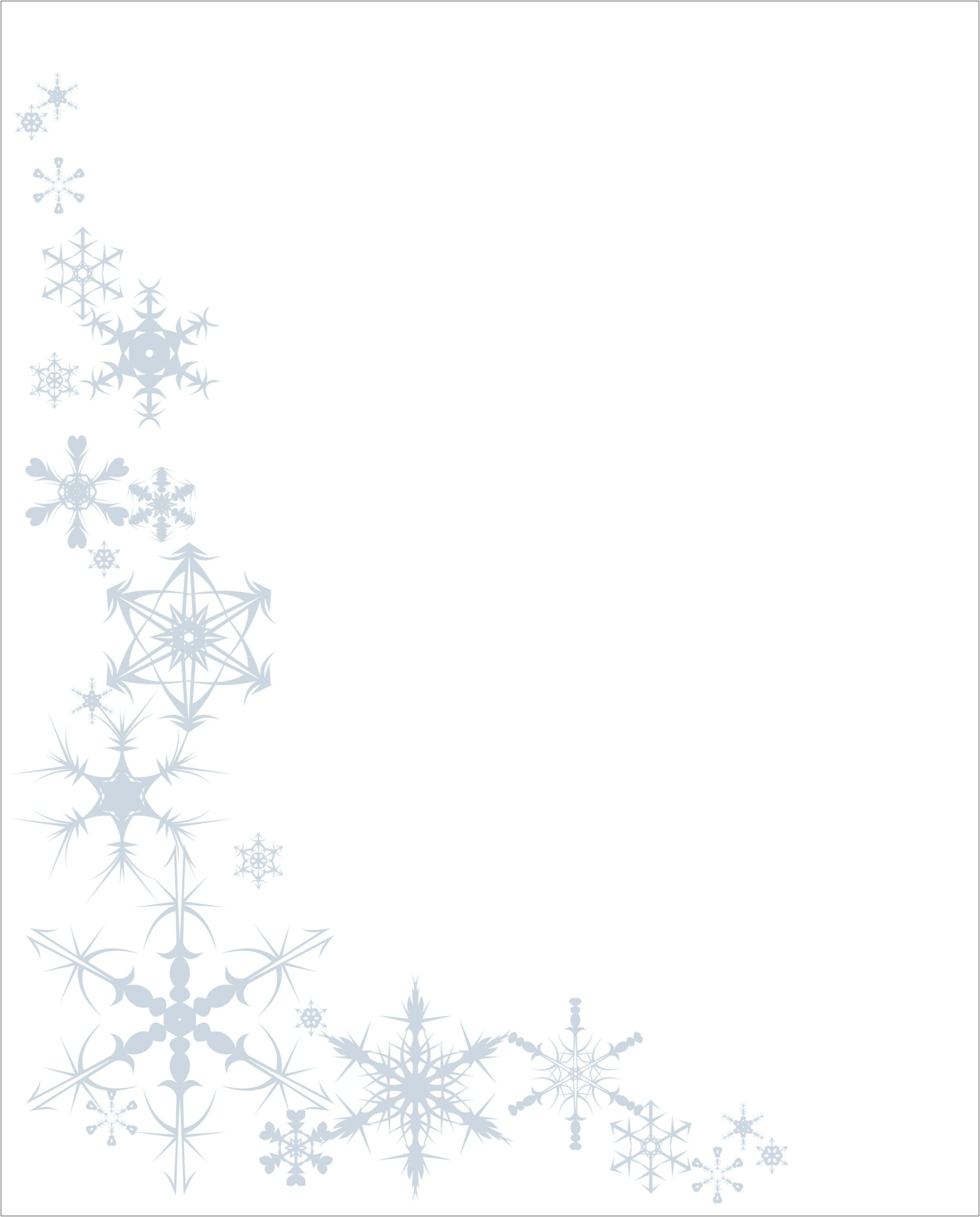 Sparkly Silverand Blue Snowflakes Border Free Template
