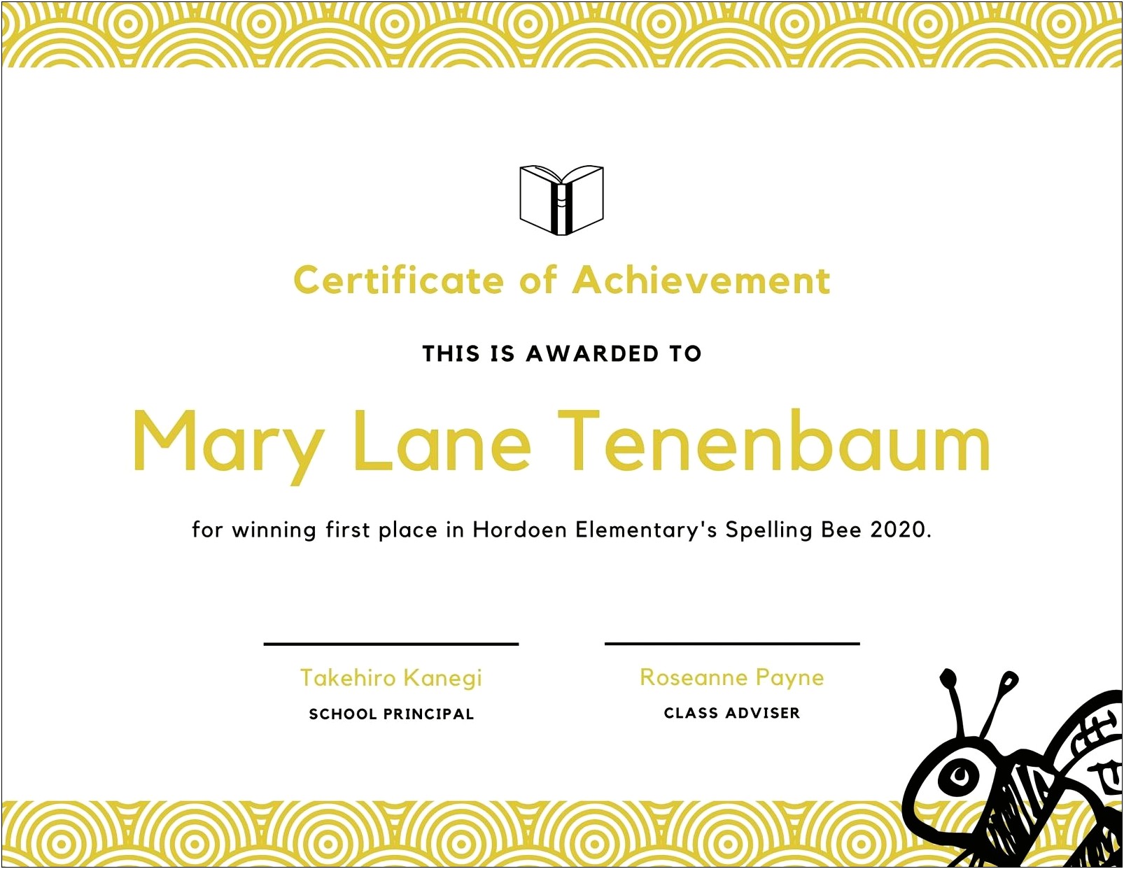Spelling Bee Participation Certificate Templates Free