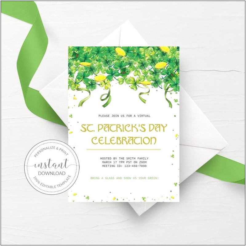 St Patrick's Day Party Invitation Free Template