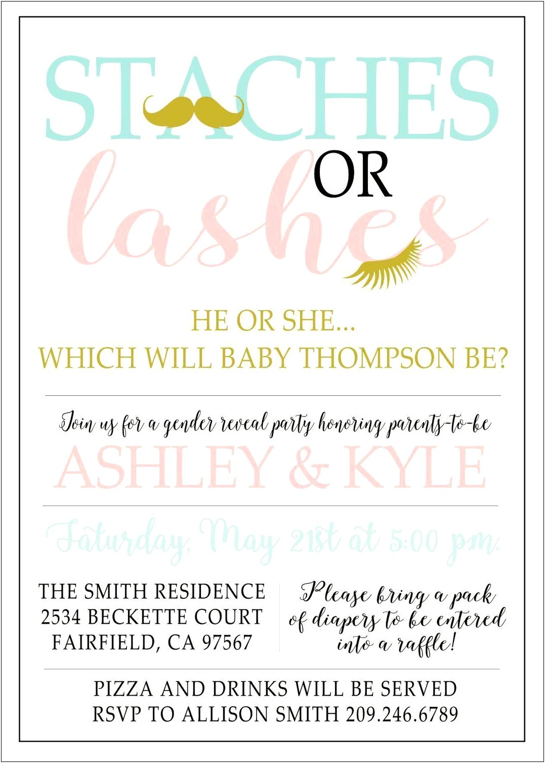 Staches Or Lashes Invitation Template Free