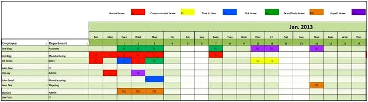 Staff Holiday Planner Template Free Excel Uk