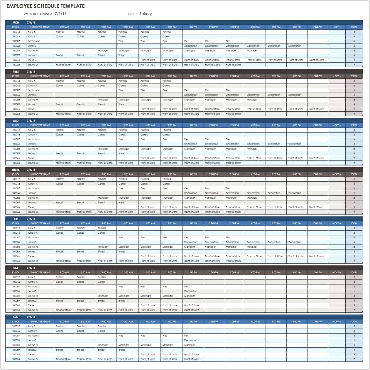 Staff Roster Template Excel Free Download