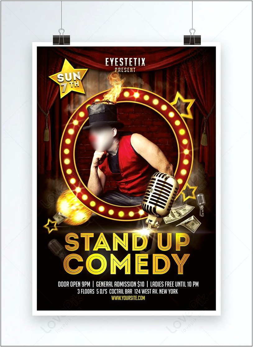 Stand Up Comedy Poster Template Free