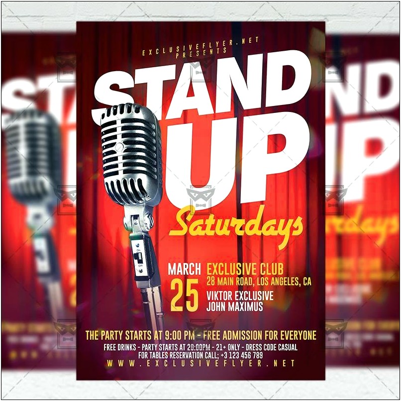 Stand Up Comedy Template Flyer Free Psd