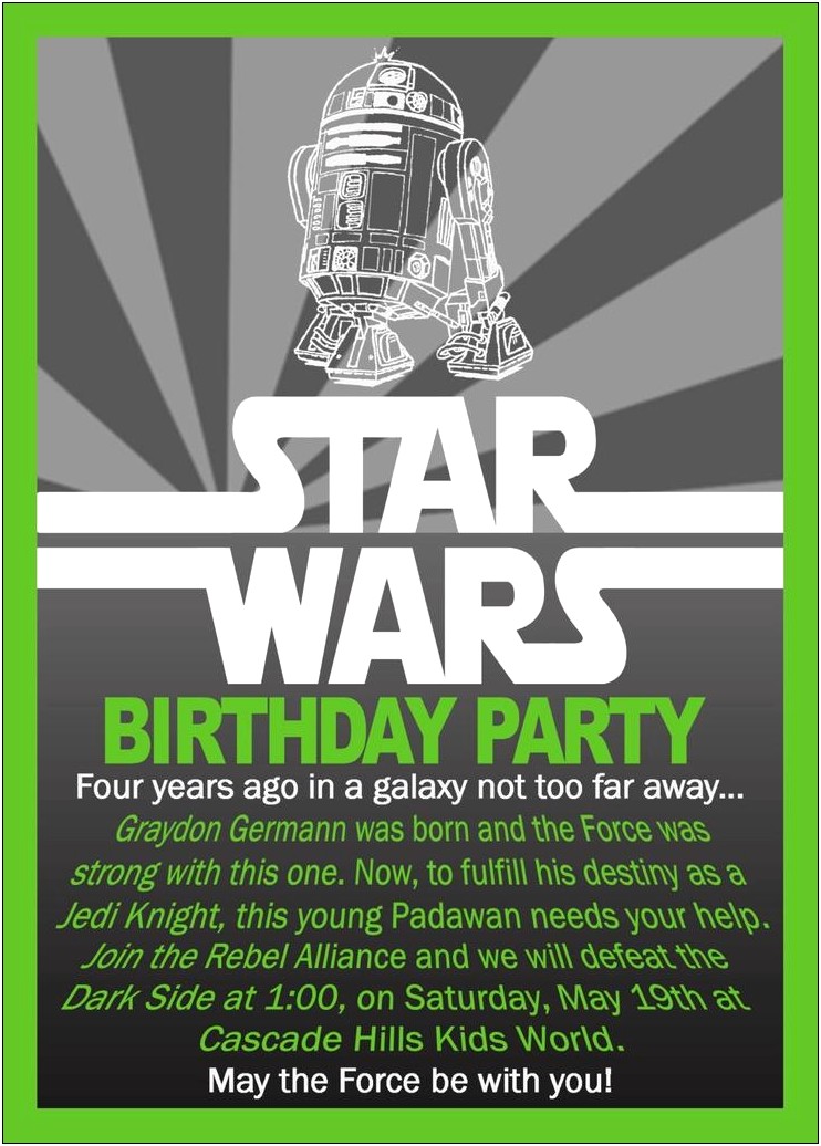 Star Wars Birthday Party Invitation Templates Free