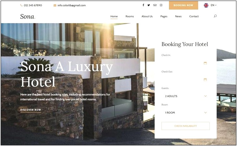 Starhotel Responsive Hotel Booking Template Free Download