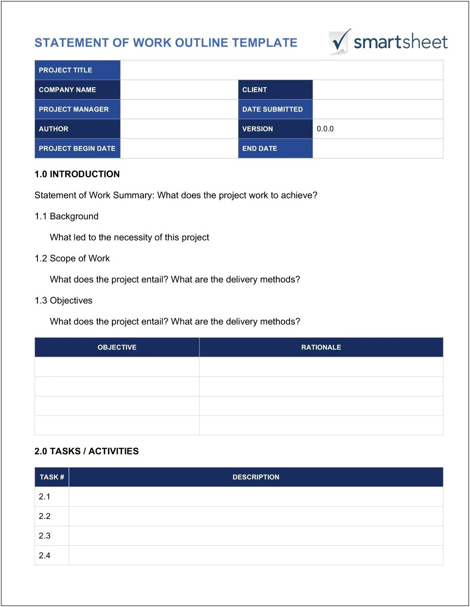Statement Of Work Template Free Download