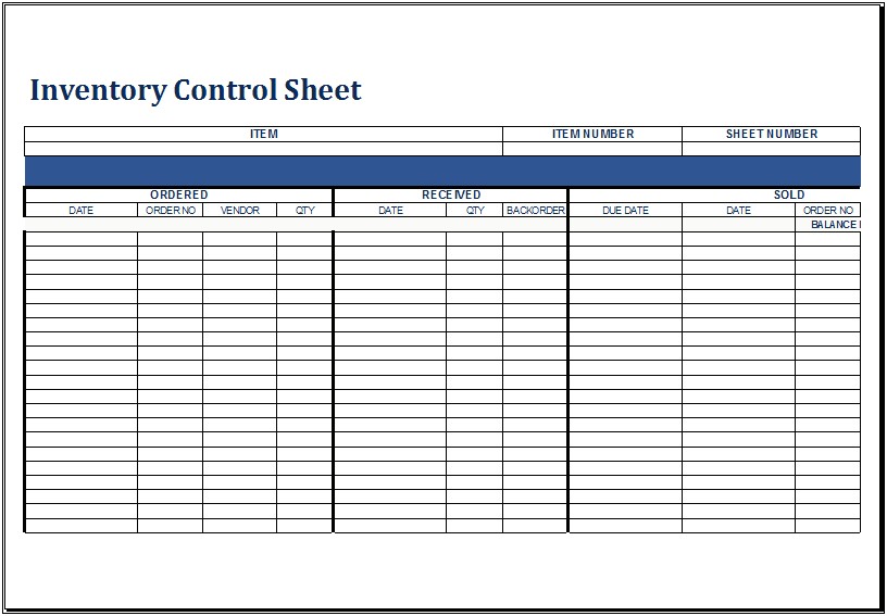 Stock Control Excel Spreadsheet Template Free